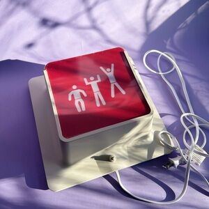 Vintage 1990's Ikea Skugga Luminaire Red Jumping Sign Wall Lamp